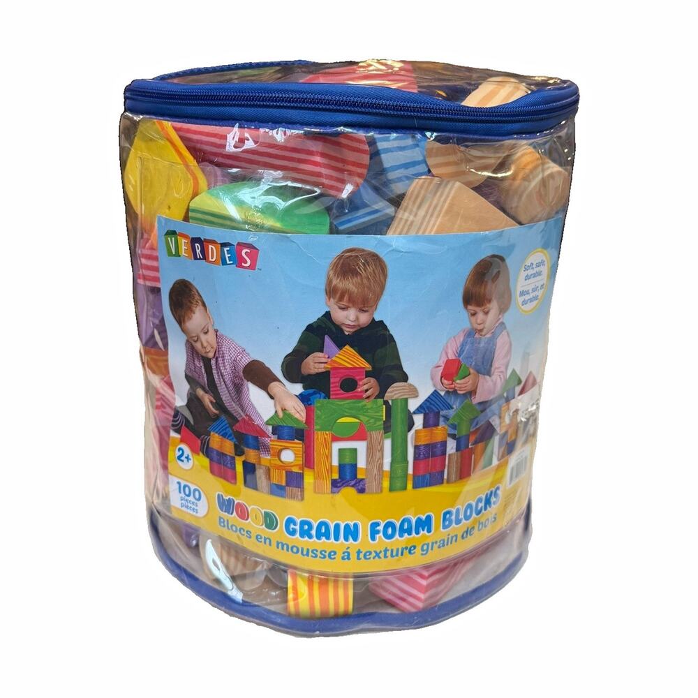 Verdes Wood Grain Foam Stacking Blocks Building Blocks Set, Multicolor, Ages 2+